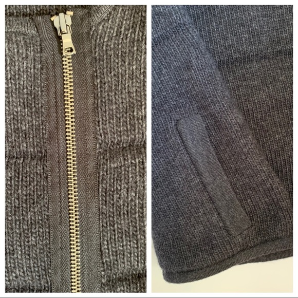 GAP Alpaca Wool Knit Charcoal Gray Front Zip Sweater Large Chunky Moto - Picture 8 of 8